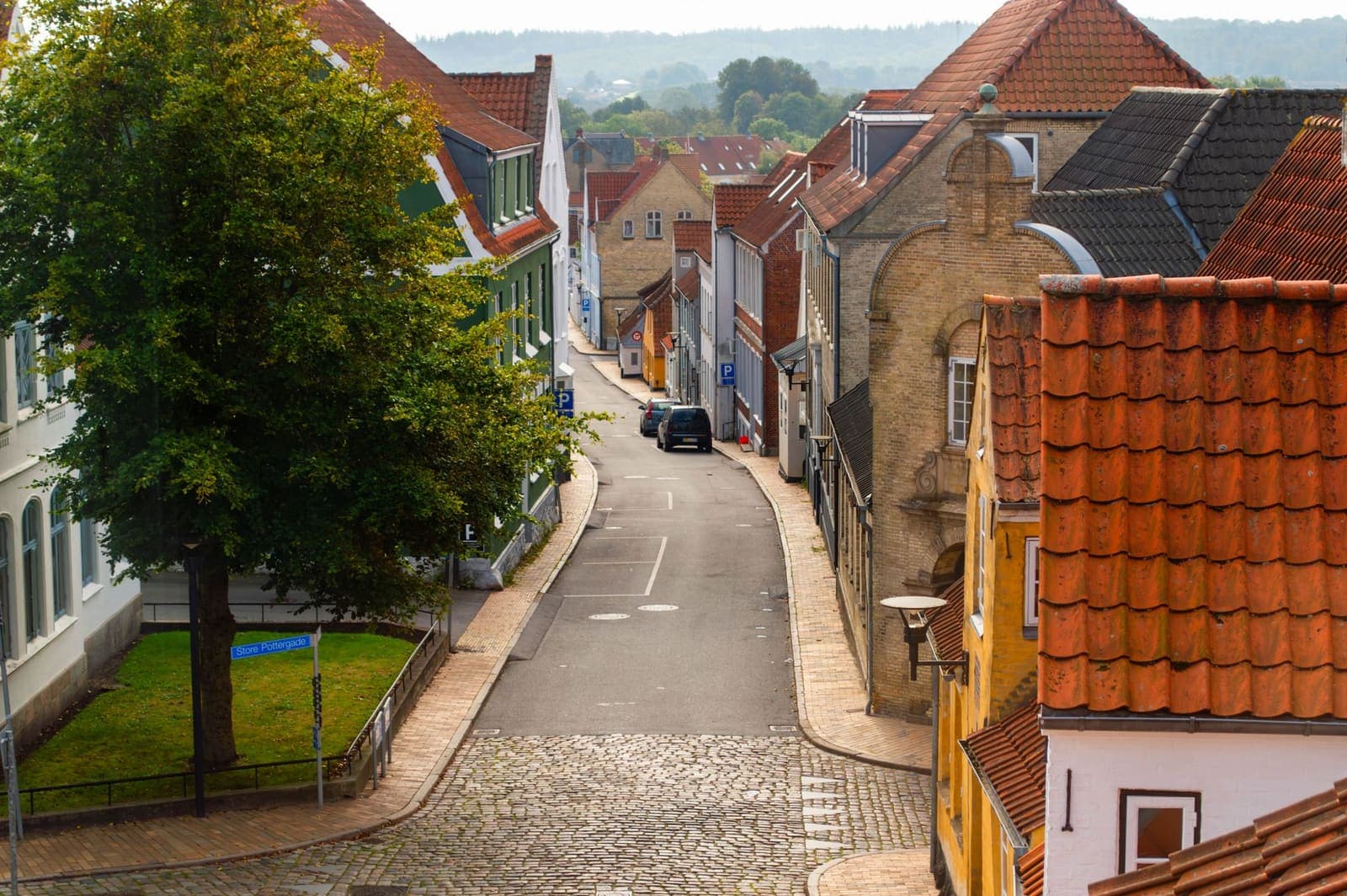 A street scene in a Danish city representing the Danish regulated gambling market