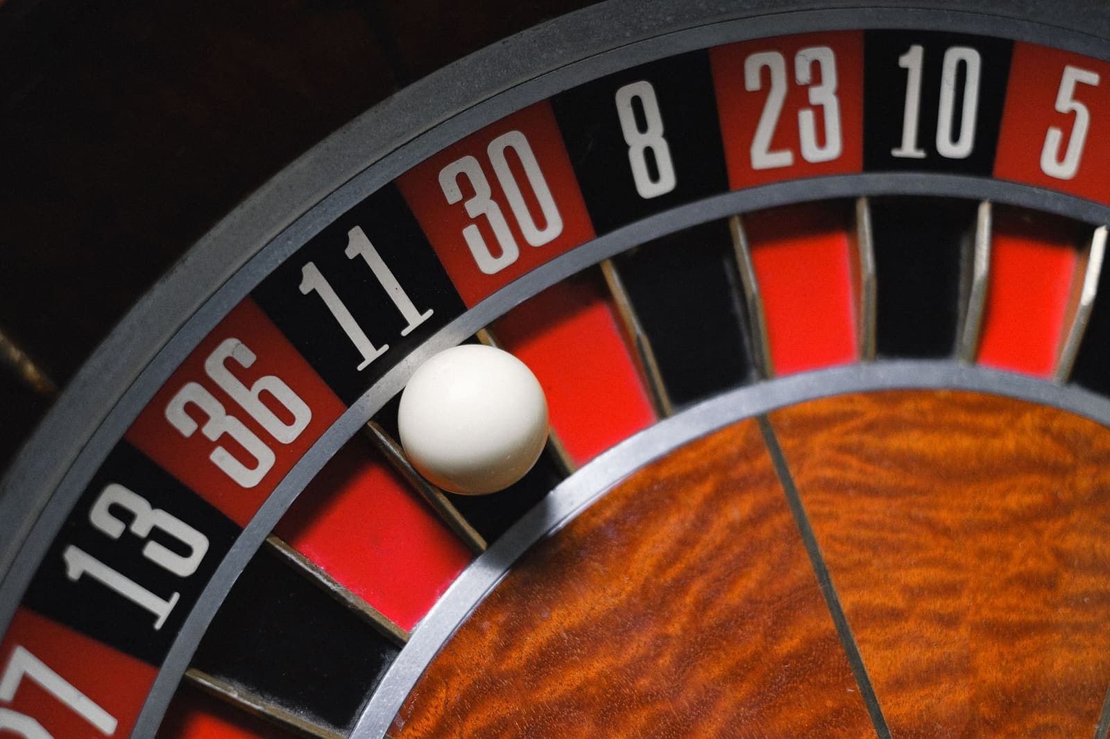 a roulette wheel and ball close up