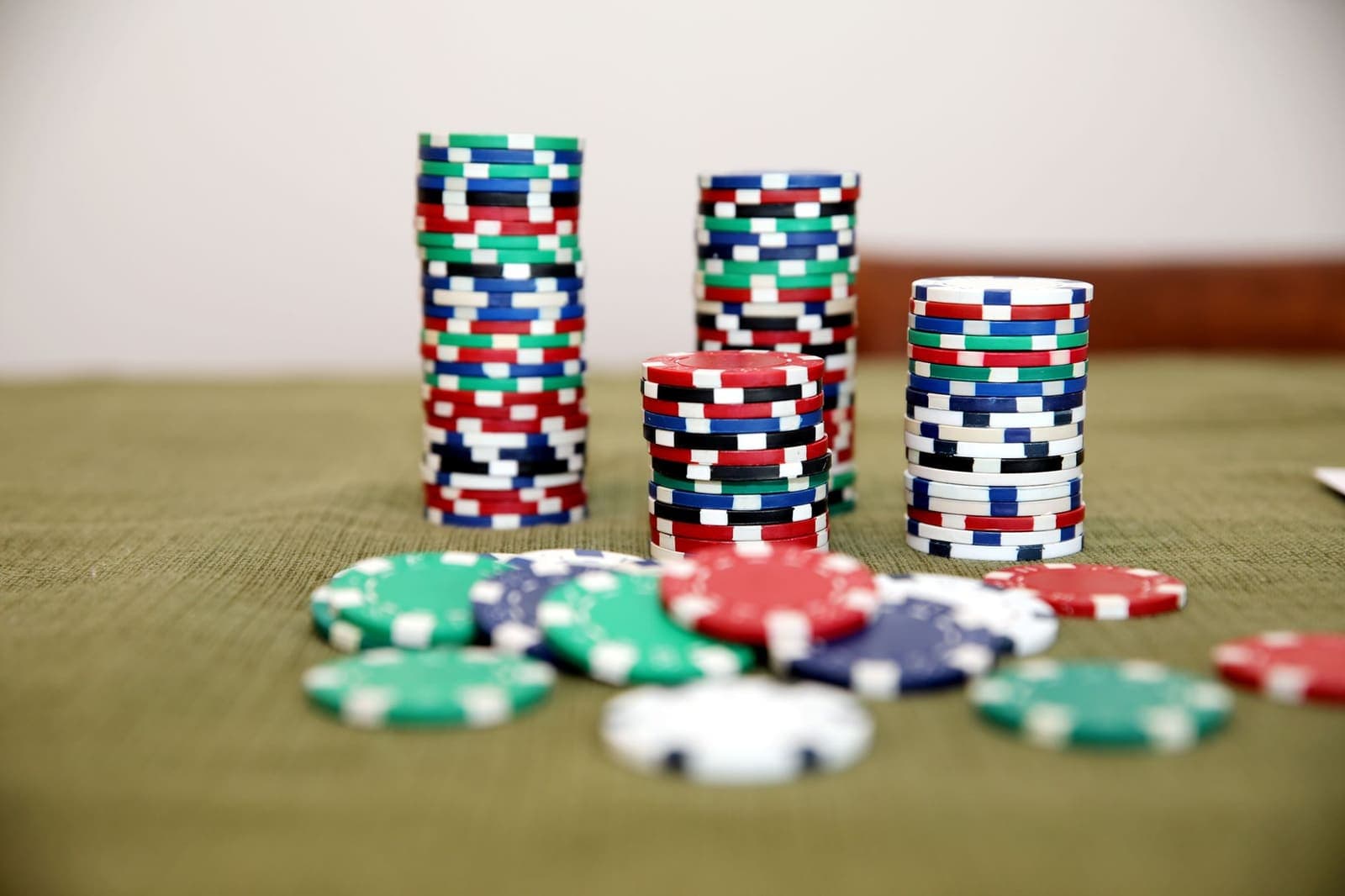 stacks of casino chips on a table