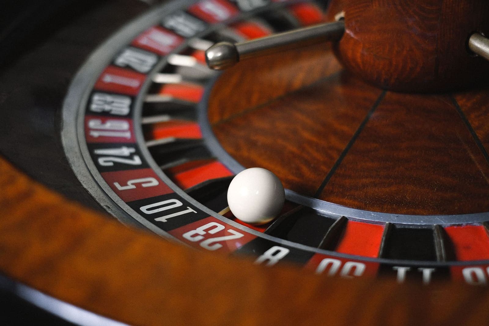 a roulette wheel and ball close up