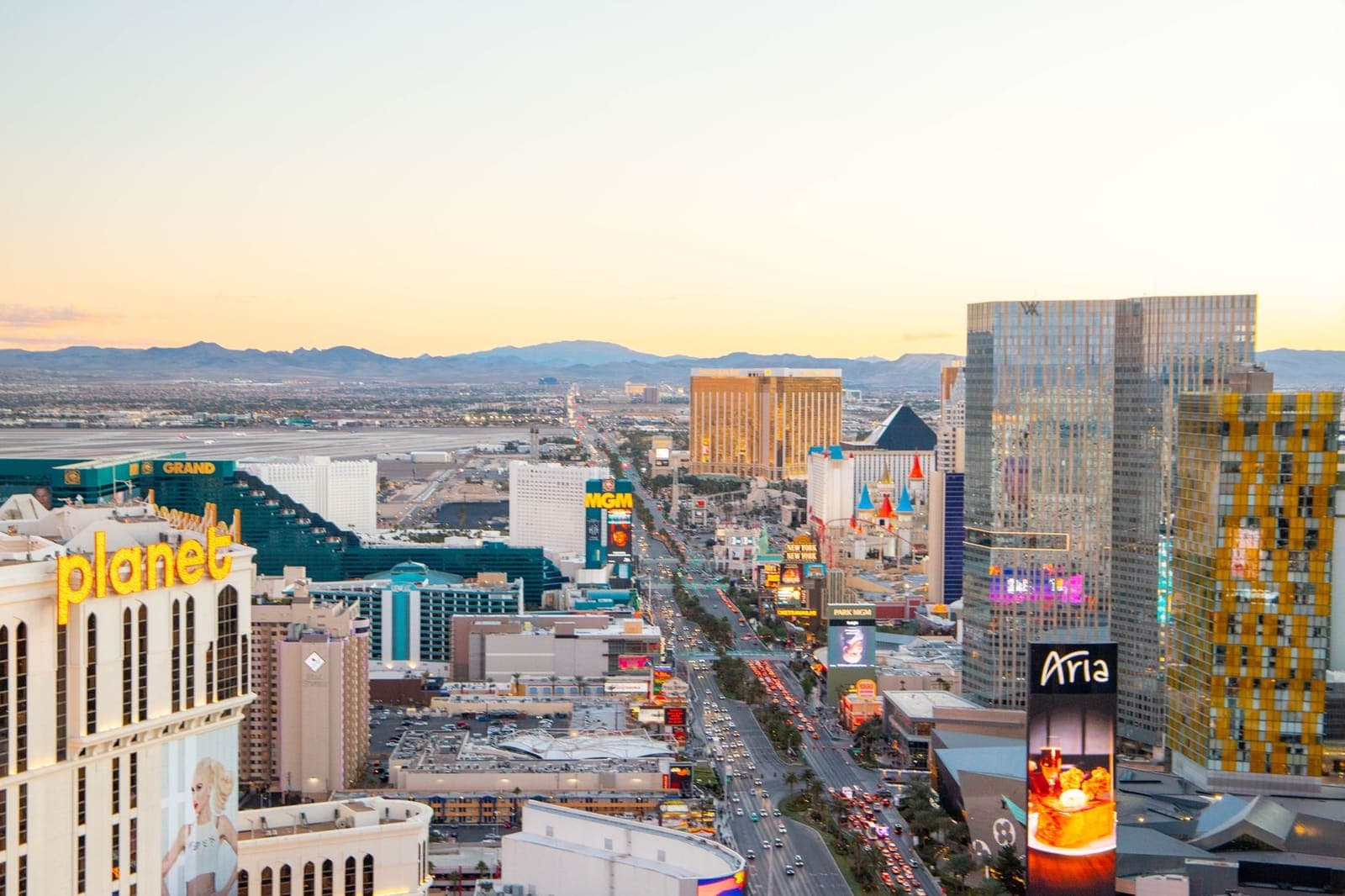 Aerial view of vacant land near the Las Vegas Strip and surrounding development